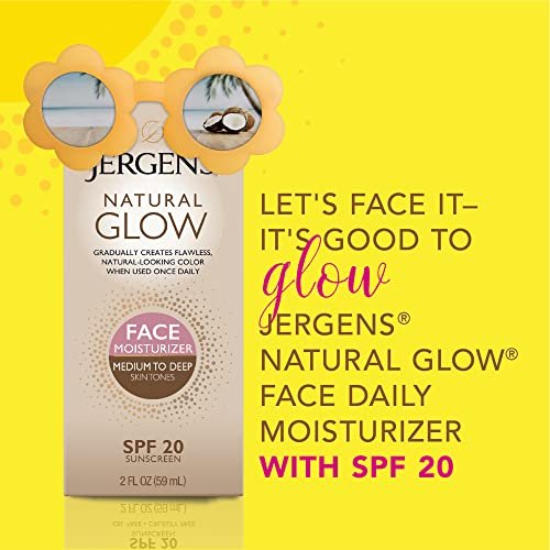 Jergens Natural Glow Face Self Tanner Lotion with SPF 20, Medium to Deep, 2 Fl Oz (Pack of 2) - Daily Facial Sunscreen & Sunless Tanner - görsel 8