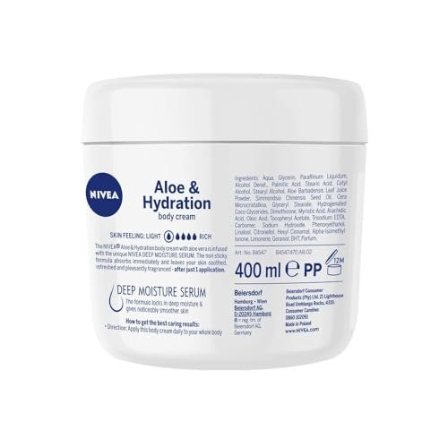 NIVEA Aloe & Hydration Body Cream, 13.52 oz - Intense Moisturizing Body Lotion for Dry Skin Avelisse