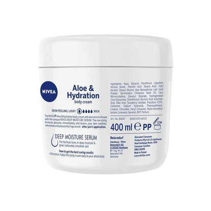 NIVEA Aloe & Hydration Body Cream, 13.52 oz - Intense Moisturizing Body Lotion for Dry Skin Avelisse
