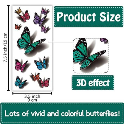 Cerlaza 78 Styles Temporary Tattoos for Women Adults - Realistic Butterfly Flower Fake Tattoos, Waterproof Long Lasting Semi Permanent Tattoo Stickers Avelisse