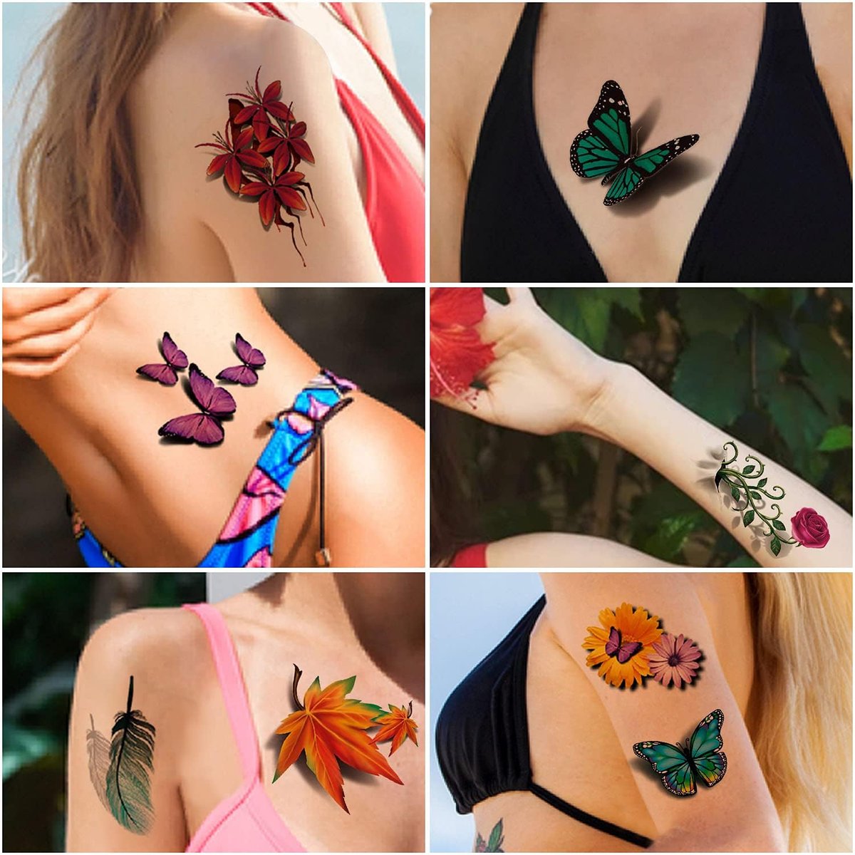 Cerlaza 78 Styles Temporary Tattoos for Women Adults - Realistic Butterfly Flower Fake Tattoos, Waterproof Long Lasting Semi Permanent Tattoo Stickers Avelisse