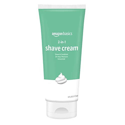 2-In-1 Moisturizing Shave Cream for Sensitive Skin, Fragrance Free, with Shea Butter and Aloe, 6 Fl. Oz., 2 Pack