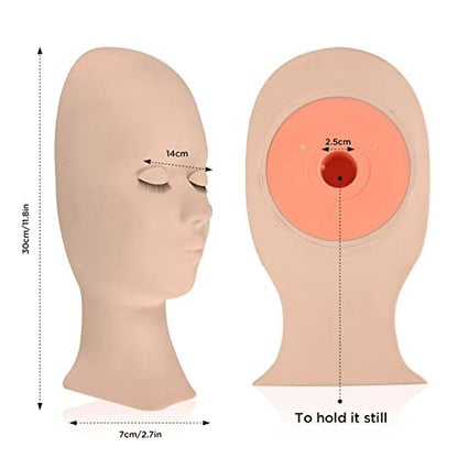 LASHVIEW Lash Mannequin Head with 4 Pairs Replaced Eyelids Practice, Makeup Soft-Touch Rubber, Natural Skin Color Avelisse