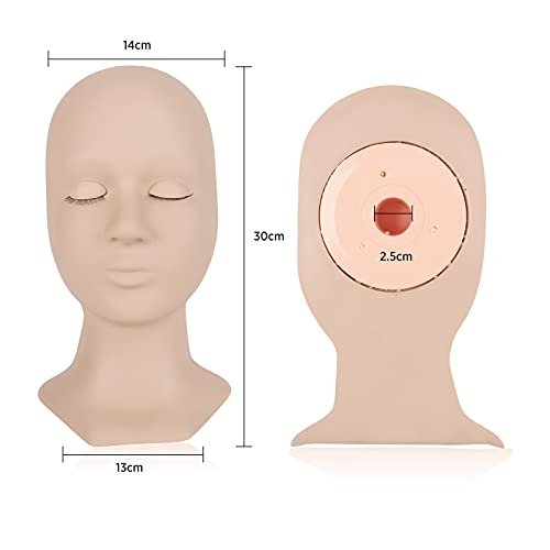LASHVIEW Lash Mannequin Head with 4 Pairs Replaced Eyelids Practice, Makeup Soft-Touch Rubber, Natural Skin Color Avelisse