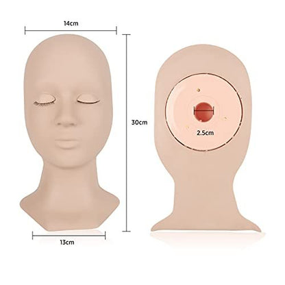 LASHVIEW Lash Mannequin Head with 4 Pairs Replaced Eyelids Practice, Makeup Soft-Touch Rubber, Natural Skin Color Avelisse