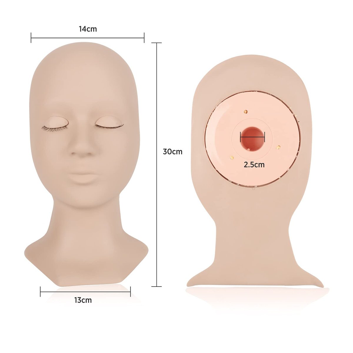LASHVIEW Lash Mannequin Head with 4 Pairs Replaced Eyelids Practice, Makeup Soft-Touch Rubber, Natural Skin Color Avelisse