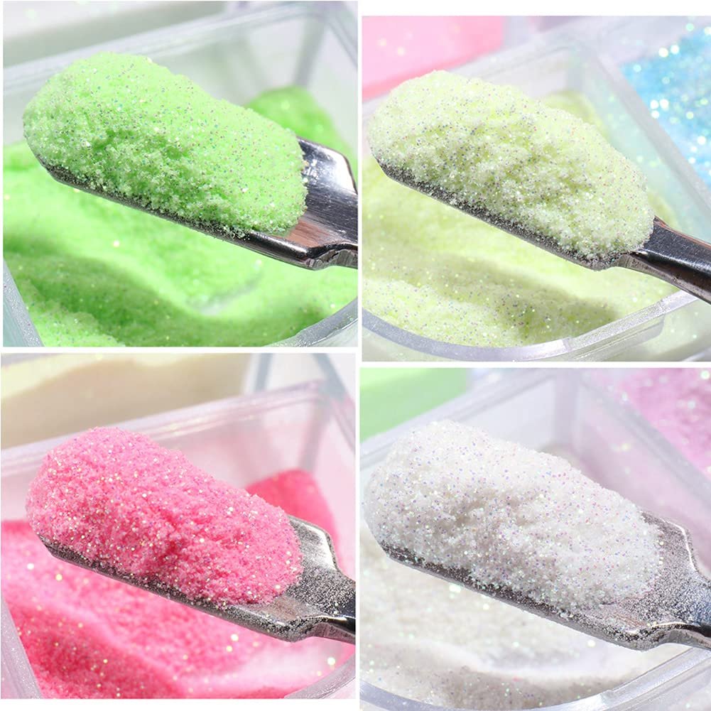 Holographic Luminous Nail Powder Glitter Kit - 6 Colors 3D Sparkly Fluorescent Pigments for Acrylic Nails, Mermaid Shimmer Design Manicure Tips - görsel 11