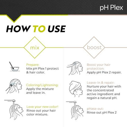 pH Plex Steps 1 & 2 Hair Protect & Repair Treatment – Salon-Quality Bond Repair for Home Hair Color & Bleach