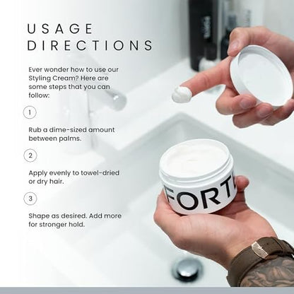 Forte Series Hair Styling Cream – Medium Hold, Volumizing & Thickening Cream for Men (3 oz) Avelisse