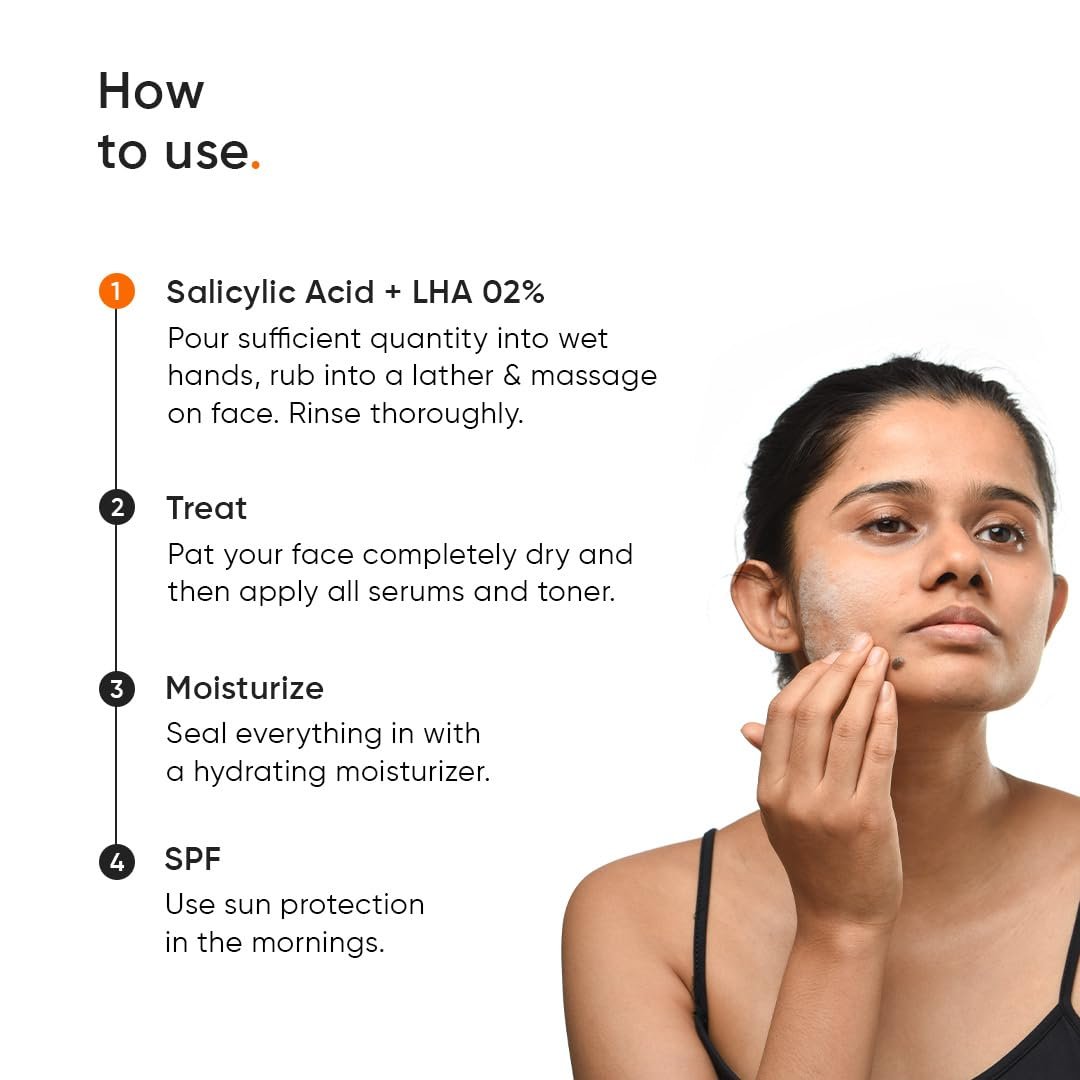 Minimalist 2% Salicylic Acid Face Wash for Oily, Acne Prone Skin | Anti Acne Face Wash With LHA & Zinc | Sulphate Free Gentle BHA Liquid Exfoliant | For Women & Men | 3.4 Fl Oz / 100 ml - görsel 11