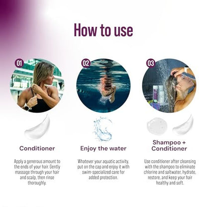 TRIHARD Chlorine Defense Swim Shampoo and Conditioner Combo – Protect & Hydrate Hair from Pool & Ocean – Pre & Post Swim Hair Care Set (2 Pack, 8.45 Fl Oz Each) Avelisse