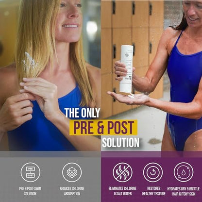 Complete Chlorine Removal Bundle By TRIHARD | Shampoo, Conditioner, Body Wash | Ultimate Pre & Post Swim Care Avelisse