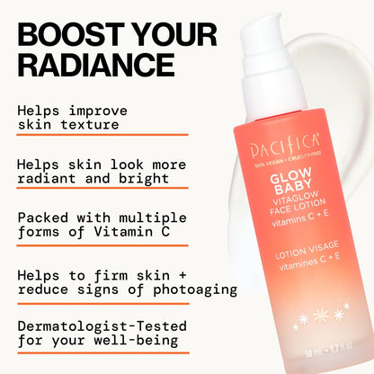 Pacifica Beauty Glow Baby VitaGlow Face Lotion and Brightening Face Wash Set with Vitamin C, E, and AHA - Vegan Skincare Duo (1.7 fl oz + 5 fl oz) Avelisse