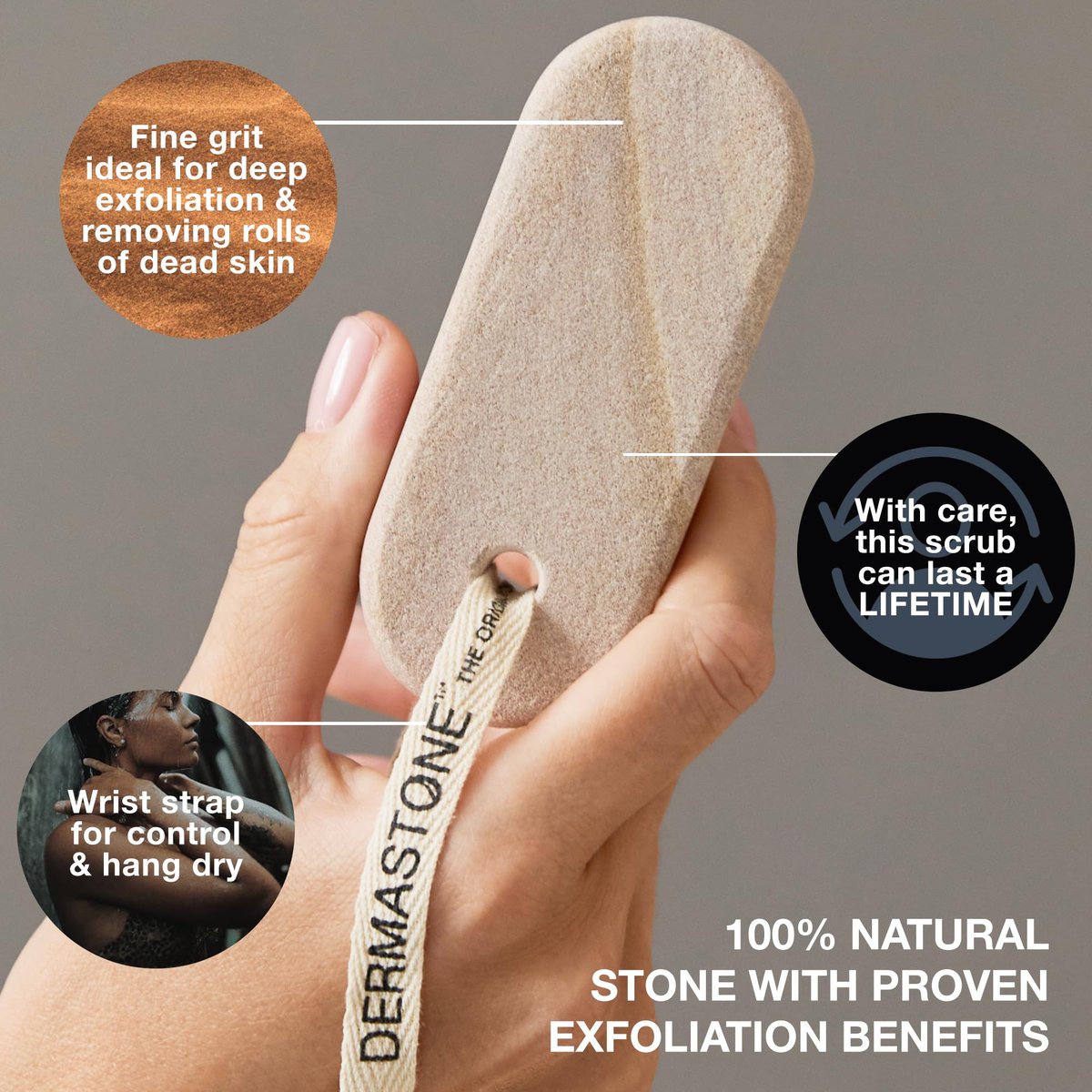 DERMASTONE LEG & BODY SCRUB - Deep Exfoliating Stone Body Scrubber for Strawberry Legs Treatment, Leg Exfoliator Ingrown Hair, Dead Skin Remover, Foot Scrub & Natural Body Exfoliator for Women Men Avelisse