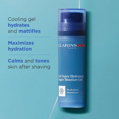 CLARINSMEN Super Moisture Gel – Cooling Hydrating Gel for Men, Mattifies, Soothes, and Defies Shine, 1.7 oz Avelisse