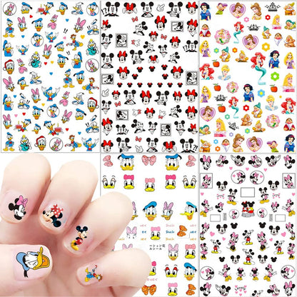 Temote Cute 3D Self-Adhesive Nail Art Stickers - 5 Sheets of Designer Cartoon Nail Decals for Women DIY Acrylic Nail Decoration