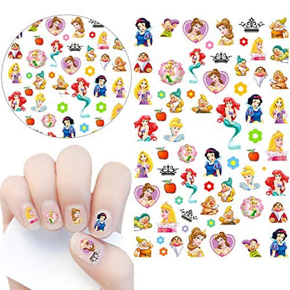 Temote Cute 3D Self-Adhesive Nail Art Stickers - 5 Sheets of Designer Cartoon Nail Decals for Women DIY Acrylic Nail Decoration