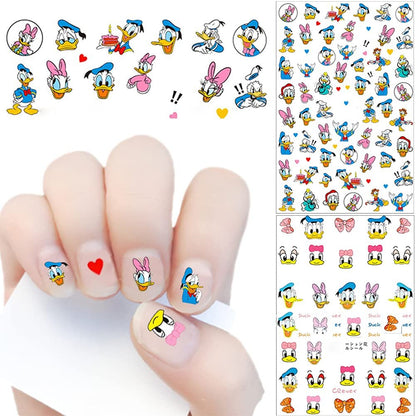 Temote Cute 3D Self-Adhesive Nail Art Stickers - 5 Sheets of Designer Cartoon Nail Decals for Women DIY Acrylic Nail Decoration