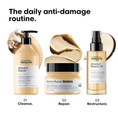 L'Oréal Professionnel Paris Absolut Repair Golden Mask - Intense Repair & Shine for Fine to Medium, Dry, Damaged Hair - 8.5 Fl Oz Avelisse