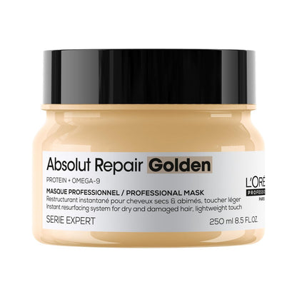 L'Oréal Professionnel Paris Absolut Repair Golden Mask - Intense Repair & Shine for Fine to Medium, Dry, Damaged Hair - 8.5 Fl Oz Avelisse