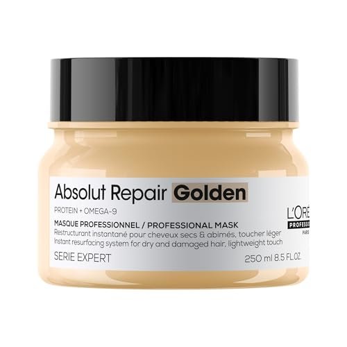L'Oréal Professionnel Paris Absolut Repair Golden Mask - Intense Repair & Shine for Fine to Medium, Dry, Damaged Hair - 8.5 Fl Oz Avelisse