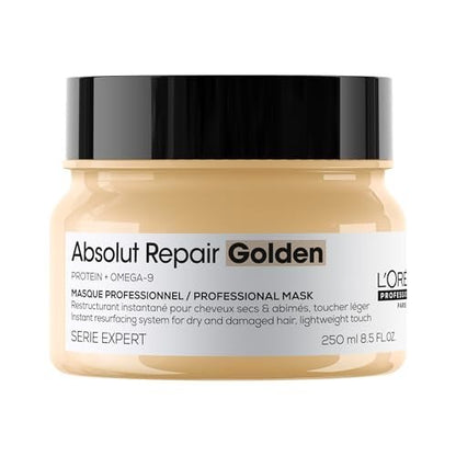 L'Oréal Professionnel Paris Absolut Repair Golden Mask - Intense Repair & Shine for Fine to Medium, Dry, Damaged Hair - 8.5 Fl Oz Avelisse