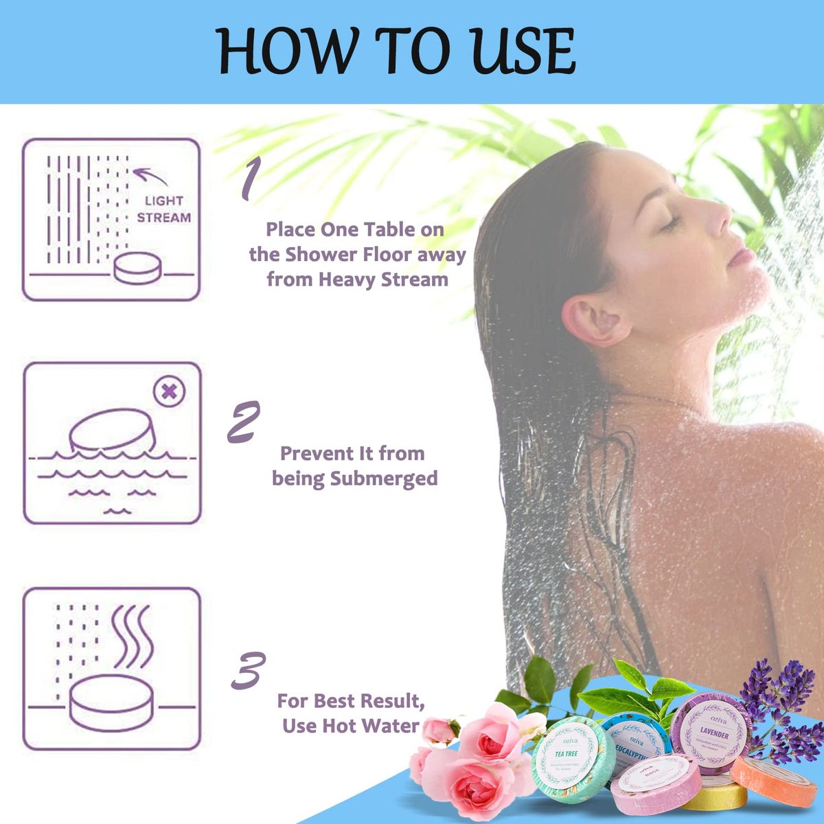 OZIVA Shower Steamers - Box of 6 Premium Shower Bombs with Essential Oils - Self Care Gifts for Women and Teens, Holiday Stocking Stuffers - görsel 7