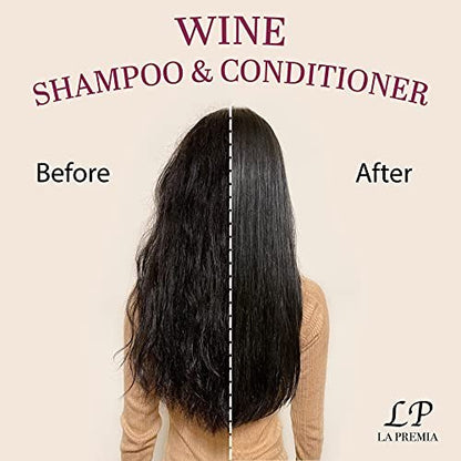 La Premia Wine Shampoo & Conditioner for Damage-Free Hair – Nourishes and Strengthens All Hair Types – Best Hair Care for Smooth and Shining Hair – 100% Color Safe for Men & Women, 16.90 fl oz
