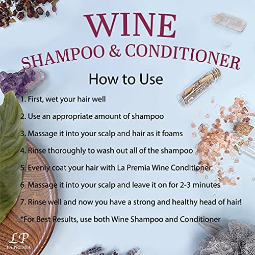 La Premia Wine Shampoo & Conditioner for Damage-Free Hair – Nourishes and Strengthens All Hair Types – Best Hair Care for Smooth and Shining Hair – 100% Color Safe for Men & Women, 16.90 fl oz - görsel 14