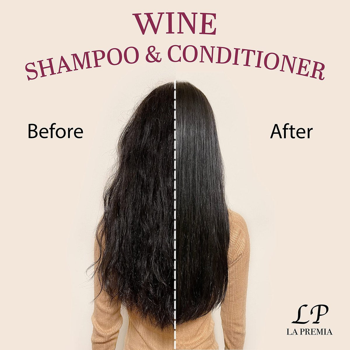 La Premia Wine Shampoo & Conditioner for Damage-Free Hair – Nourishes and Strengthens All Hair Types – Best Hair Care for Smooth and Shining Hair – 100% Color Safe for Men & Women, 16.90 fl oz - görsel 17