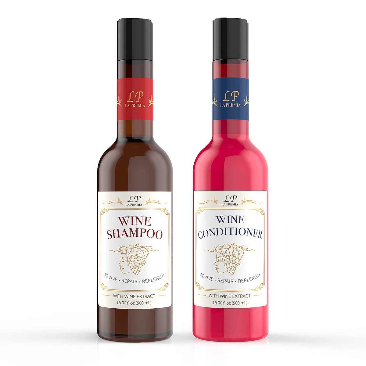 La Premia Wine Shampoo & Conditioner for Damage-Free Hair – Nourishes and Strengthens All Hair Types – Best Hair Care for Smooth and Shining Hair – 100% Color Safe for Men & Women, 16.90 fl oz - görsel 1