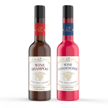 La Premia Wine Shampoo & Conditioner for Damage-Free Hair – Nourishes and Strengthens All Hair Types – Best Hair Care for Smooth and Shining Hair – 100% Color Safe for Men & Women, 16.90 fl oz