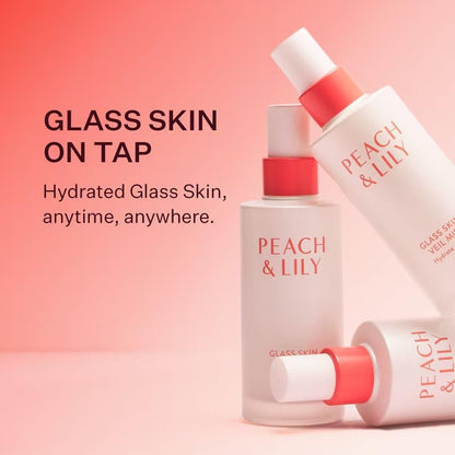 Peach & Lily Glass Skin Veil Mist - Hydrating Facial Mist with Cucumber Water, Lotus, Peach & Reishi Mushroom for Natural Glow - Vegan & Cruelty Free Korean Beauty (3.38 oz) Avelisse