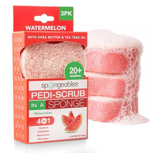 Spongeables Pedi Scrub Foot Exfoliating Sponge - Watermelon Scent - 3 Count - görsel 2