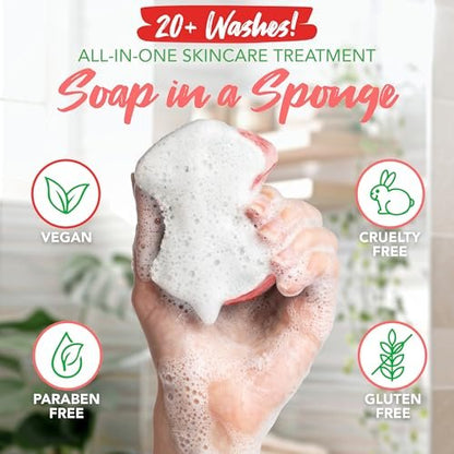 Spongeables Pedi Scrub Foot Exfoliating Sponge - Watermelon Scent - 3 Count