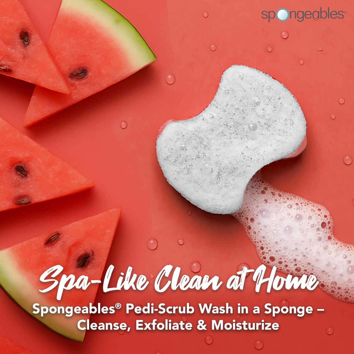 Spongeables Pedi Scrub Foot Exfoliating Sponge - Watermelon Scent - 3 Count - görsel 3