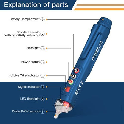 Non-Contact Voltage Tester Pen by TriFirmum - Dual Range AC 12V/48V-1000V Electrical Detector
