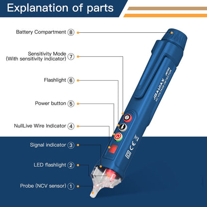 Non-Contact Voltage Tester Pen by TriFirmum - Dual Range AC 12V/48V-1000V Electrical Detector