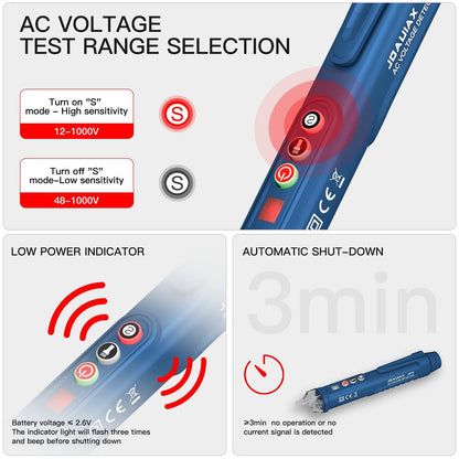 Non-Contact Voltage Tester Pen by TriFirmum - Dual Range AC 12V/48V-1000V Electrical Detector