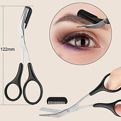 KINGMAS 9-Piece Eyebrow Trimmer Kit - Face Razors, Facial Trimmer, Eyelash Comb, Grooming Scissors, and Tweezers for Women