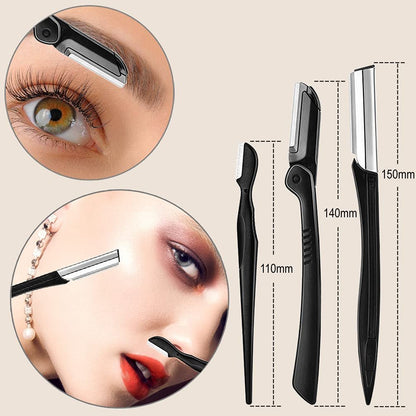 KINGMAS 9-Piece Eyebrow Trimmer Kit - Face Razors, Facial Trimmer, Eyelash Comb, Grooming Scissors, and Tweezers for Women