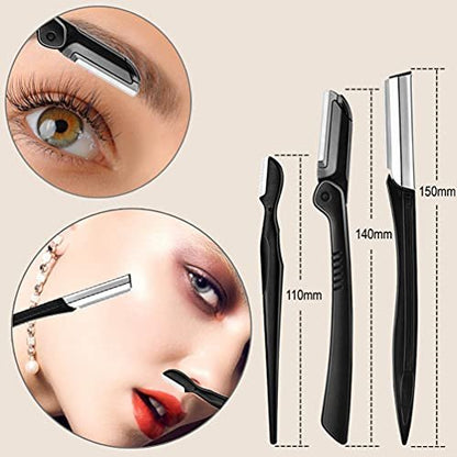 KINGMAS 9-Piece Eyebrow Trimmer Kit - Face Razors, Facial Trimmer, Eyelash Comb, Grooming Scissors, and Tweezers for Women