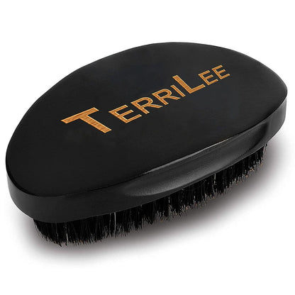 Premium Beech and Black Mix Bristle Wave Brush – Curved Medium Hard Brush for Men's Hair Styling