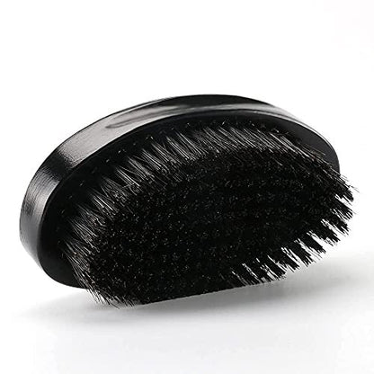 Premium Beech and Black Mix Bristle Wave Brush – Curved Medium Hard Brush for Men's Hair Styling