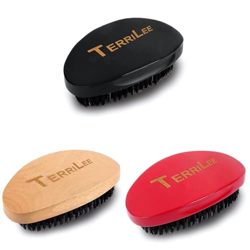 Premium Beech and Black Mix Bristle Wave Brush – Curved Medium Hard Brush for Men's Hair Styling - görsel 16