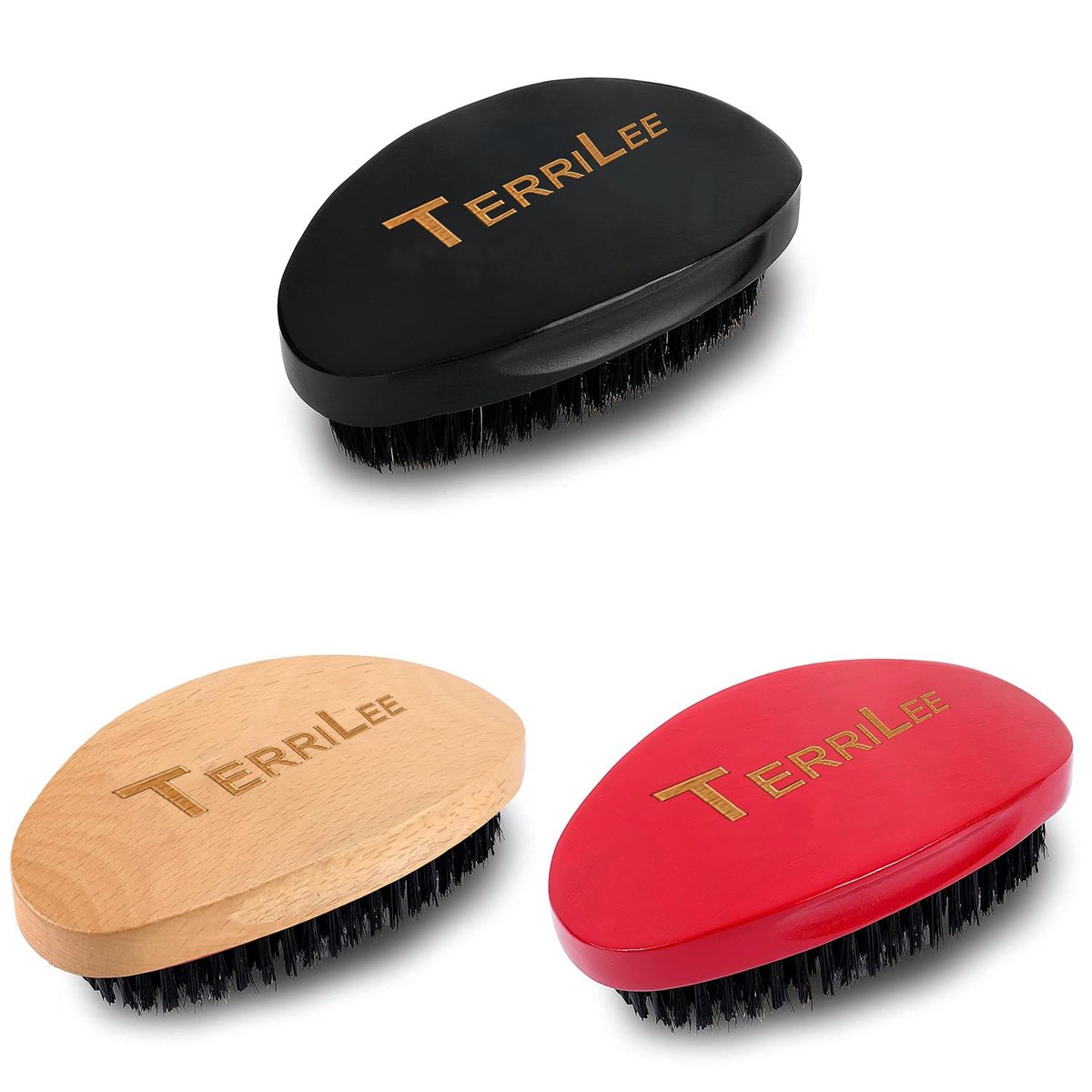 Premium Beech and Black Mix Bristle Wave Brush – Curved Medium Hard Brush for Men's Hair Styling - görsel 15