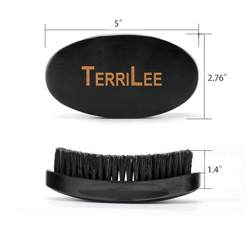 Premium Beech and Black Mix Bristle Wave Brush – Curved Medium Hard Brush for Men's Hair Styling - görsel 6