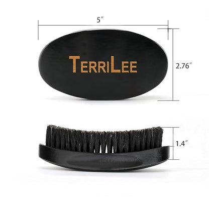Premium Beech and Black Mix Bristle Wave Brush – Curved Medium Hard Brush for Men's Hair Styling