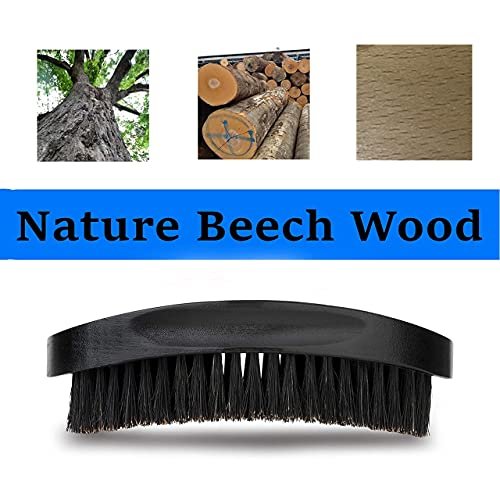 Premium Beech and Black Mix Bristle Wave Brush – Curved Medium Hard Brush for Men's Hair Styling - görsel 8