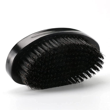 Premium Beech and Black Mix Bristle Wave Brush – Curved Medium Hard Brush for Men's Hair Styling